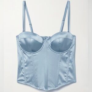 Fleur du Mal Silk Hamptons Bustier Corset in Light Blue